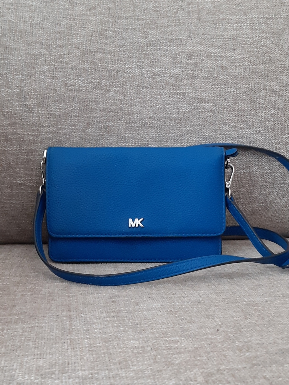 Michael Kors Electric Blue Pebbled Leather Crossbody Bag